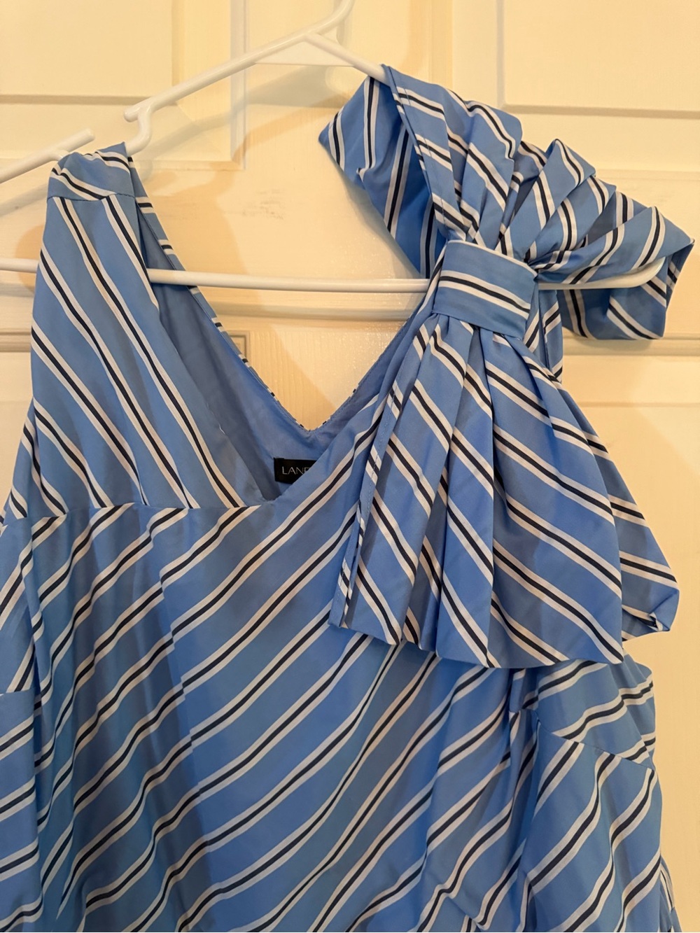 ⭐️2/25$ Office Glam! Blue Striped woman’s Dress with Bow - Picture 2 of 10